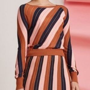 Foxiedox NWT Nina Metallic Stripe Cropped Sweater pullover new rust pink blue